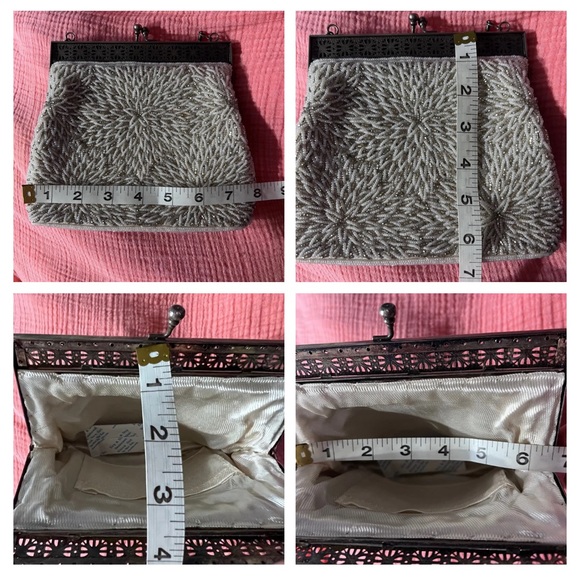 beaded cream handbag wristlet purse vintage - Picture 5 of 9